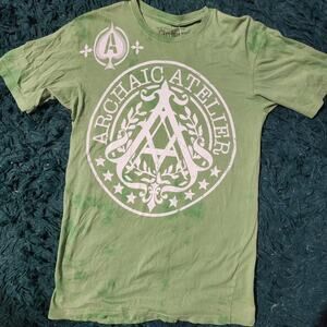 Archaic Affliction Green Graphic Tee Y2K MMA Biker Streetwear Shirt M